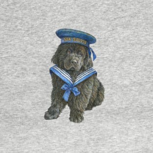 Newfoundland Puppy in blue Sea Scout hat T-Shirt